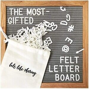 Gray Felt Letter Board 10"x10" Changeable Letter Boards Include 300 Letters, Oak